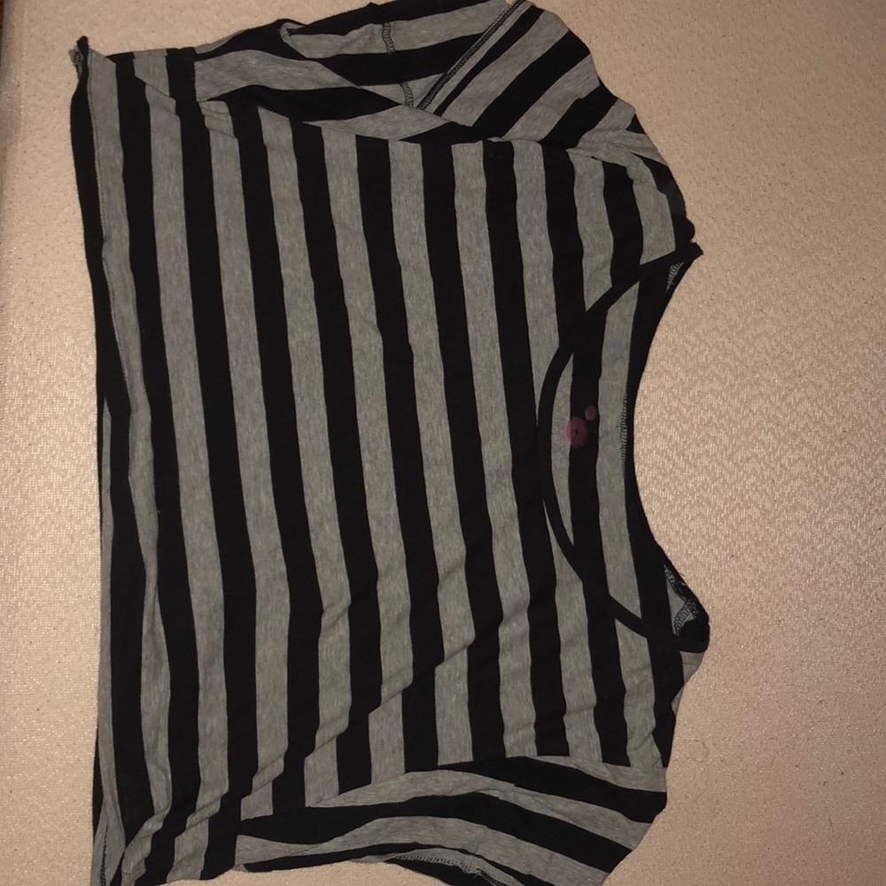 Black and Grey striped t shirt Crop top
